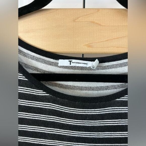 T ALEXANDER WANG Black & White Striped TEE Size Medium - Picture 3 of 7